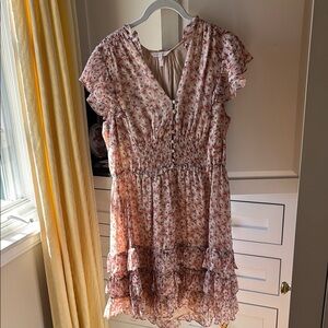 Rebecca Taylor Floral Mini Dress - Pink and Cream